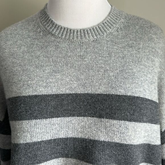 Sundry Women's Gray Oversized Wool/Cashmere Crew Neck Sweater Stripe Size 2/M - Picture 3 of 11